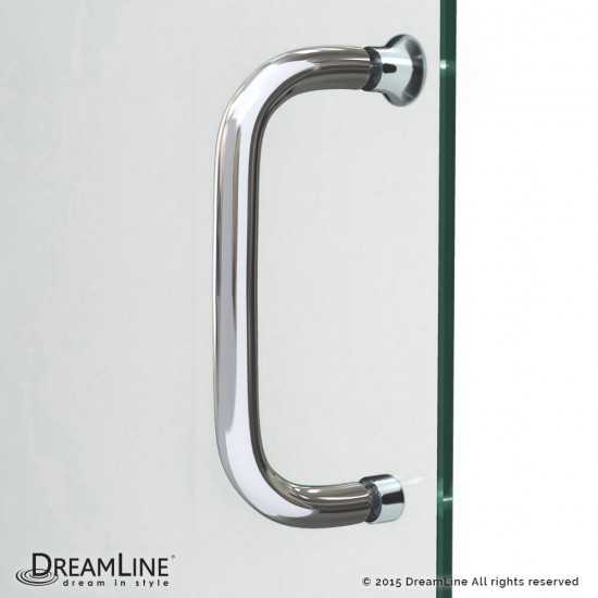 Infinity-Z 36 in. D x 48 in. W x 76 3/4 in. H Frosted Sliding Shower Door in Brushed Nickel, Center Drain Base, Backwall
