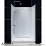 Infinity-Z 36 in. D x 48 in. W x 76 3/4 in. H Frosted Sliding Shower Door in Brushed Nickel, Center Drain Base, Backwall