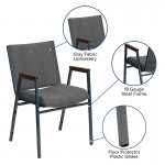 Heavy Duty Gray Fabric Stack Chair with Arms