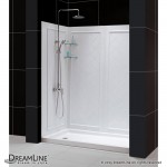 Infinity-Z 36 in. D x 48 in. W x 76 3/4 in. H Frosted Sliding Shower Door in Brushed Nickel, Center Drain Base, Backwall