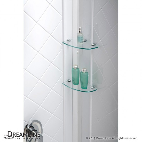 Infinity-Z 36 in. D x 48 in. W x 76 3/4 in. H Frosted Sliding Shower Door in Brushed Nickel, Center Drain Base, Backwall
