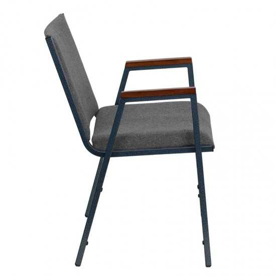 Heavy Duty Gray Fabric Stack Chair with Arms