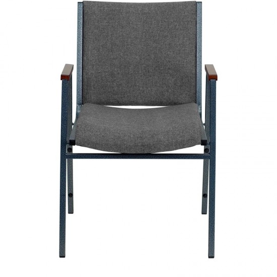 Heavy Duty Gray Fabric Stack Chair with Arms