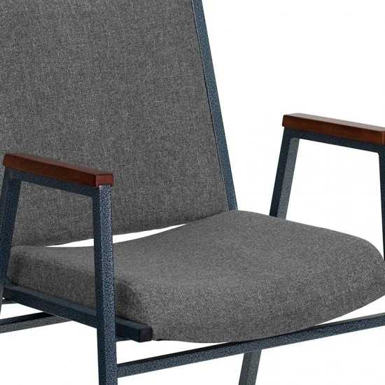 Heavy Duty Gray Fabric Stack Chair with Arms