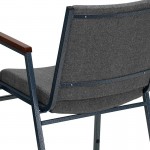 Heavy Duty Gray Fabric Stack Chair with Arms