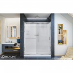 Infinity-Z 30 in. D x 60 in. W x 76 3/4 in. H Frosted Sliding Shower Door in Chrome, Center Drain Base and Backwalls