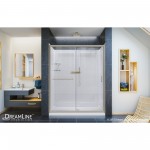 Infinity-Z 30 in. D x 60 in. W x 76 3/4 in. H Clear Sliding Shower Door in Brushed Nickel, Center Drain and Backwalls