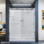 Infinity-Z 30 in. D x 60 in. W x 76 3/4 in. H Frosted Sliding Shower Door in Chrome, Left Drain Base and Backwalls