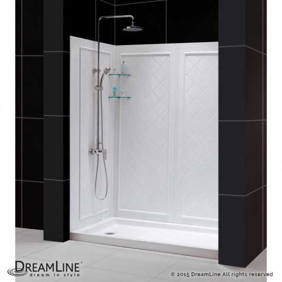 Infinity-Z 30 in. D x 60 in. W x 76 3/4 in. H Clear Sliding Shower Door in Brushed Nickel, Left Drain Base and Backwalls