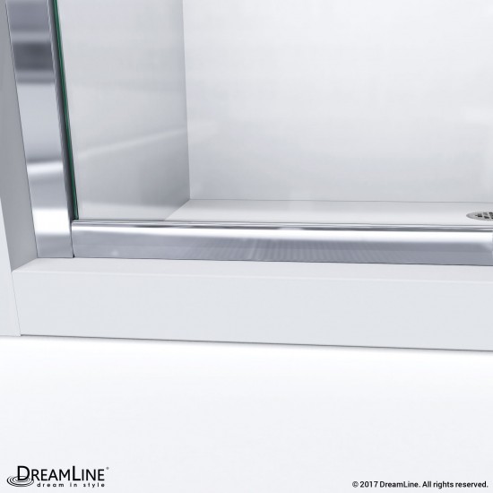 Infinity-Z 30 in. D x 60 in. W x 76 3/4 in. H Clear Sliding Shower Door in Chrome, Right Drain Base and Backwalls