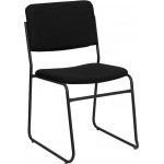 500 lb. Capacity High Density Black Fabric Stacking Chair with Sled Base