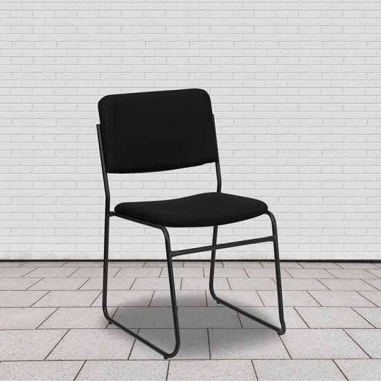 500 lb. Capacity High Density Black Fabric Stacking Chair with Sled Base