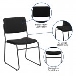 500 lb. Capacity High Density Black Fabric Stacking Chair with Sled Base