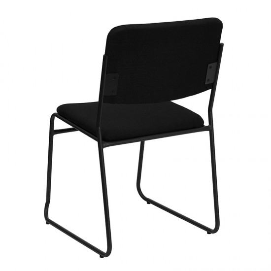 500 lb. Capacity High Density Black Fabric Stacking Chair with Sled Base