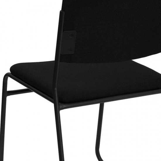 500 lb. Capacity High Density Black Fabric Stacking Chair with Sled Base