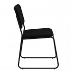 500 lb. Capacity High Density Black Fabric Stacking Chair with Sled Base