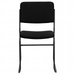 500 lb. Capacity High Density Black Fabric Stacking Chair with Sled Base