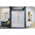 Infinity-Z 32 in. D x 60 in. W x 76 3/4 in. H Frosted Sliding Shower Door in Brushed Nickel, Center Drain Base, Backwall