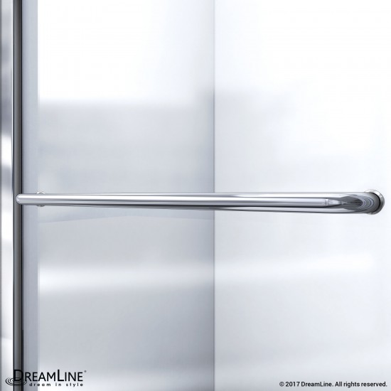 Infinity-Z 32 in. D x 60 in. W x 76 3/4 in. H Frosted Sliding Shower Door in Brushed Nickel, Center Drain Base, Backwall