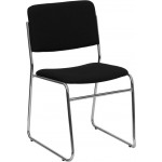 500 lb. Capacity Black Fabric High Density Stacking Chair with Chrome Sled Base