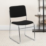 500 lb. Capacity Black Fabric High Density Stacking Chair with Chrome Sled Base