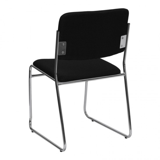 500 lb. Capacity Black Fabric High Density Stacking Chair with Chrome Sled Base