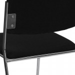 500 lb. Capacity Black Fabric High Density Stacking Chair with Chrome Sled Base