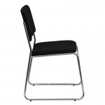 500 lb. Capacity Black Fabric High Density Stacking Chair with Chrome Sled Base