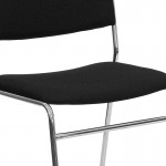 500 lb. Capacity Black Fabric High Density Stacking Chair with Chrome Sled Base