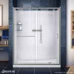 Infinity-Z 32 in. D x 60 in. W x 76 3/4 in. H Clear Sliding Shower Door in Brushed Nickel, Right Drain Base, Backwalls