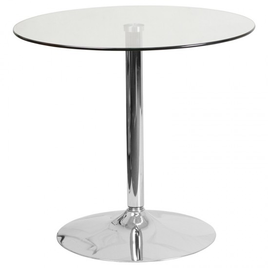 31.5'' Round Glass Table with 29''H Chrome Base