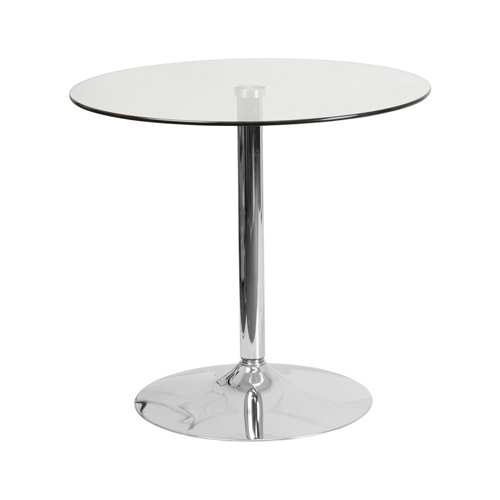 31.5'' Round Glass Table with 29''H Chrome Base 31.5'' Round Glass Table with 29''H Chrome Base