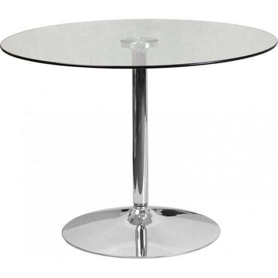 39.25'' Round Glass Table with 29''H Chrome Base