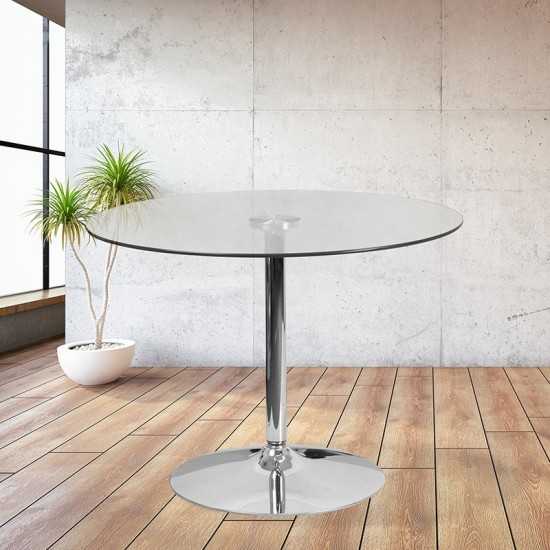 39.25'' Round Glass Table with 29''H Chrome Base