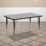24''W x 48''L Rectangular Grey Thermal Laminate Activity Table - Standard Height Adjustable Legs