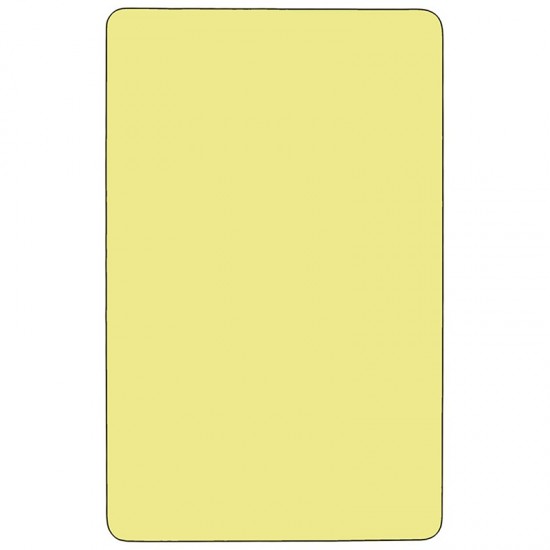 24''W x 48''L Rectangular Yellow Thermal Laminate Activity Table - Standard Height Adjustable Legs