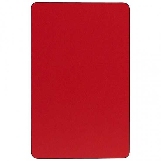 24''W x 60''L Rectangular Red HP Laminate Activity Table - Standard Height Adjustable Legs