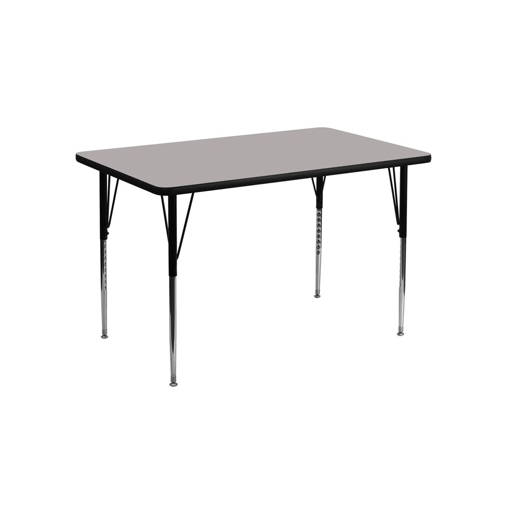 30''W x 48''L Rectangular Grey HP Laminate Activity Table - Standard Height Adjustable Legs