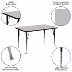 30''W x 48''L Rectangular Grey Thermal Laminate Activity Table - Standard Height Adjustable Legs