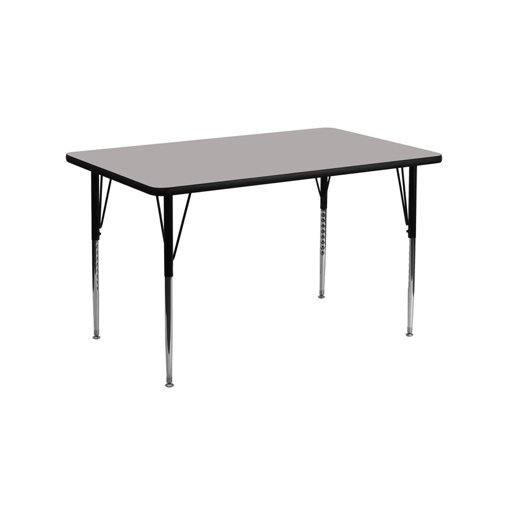 30''W x 60''L Rectangular Grey HP Laminate Activity Table - Standard Height Adjustable Legs