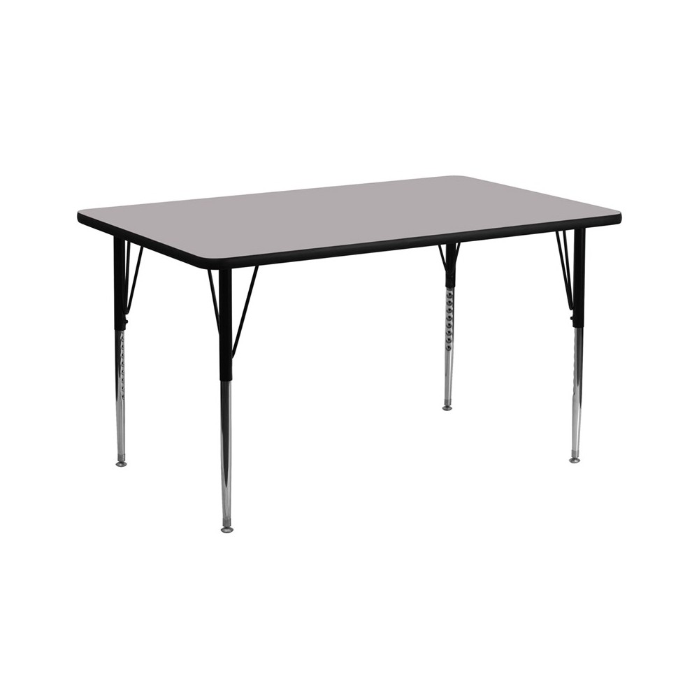 30''W x 72''L Rectangular Grey Thermal Laminate Activity Table - Standard Height Adjustable Legs