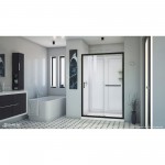 Infinity-Z 36 in. D x 48 in. W x 76 3/4 in. H Clear Sliding Shower Door in Satin Black, Center Drain Base, Backwall