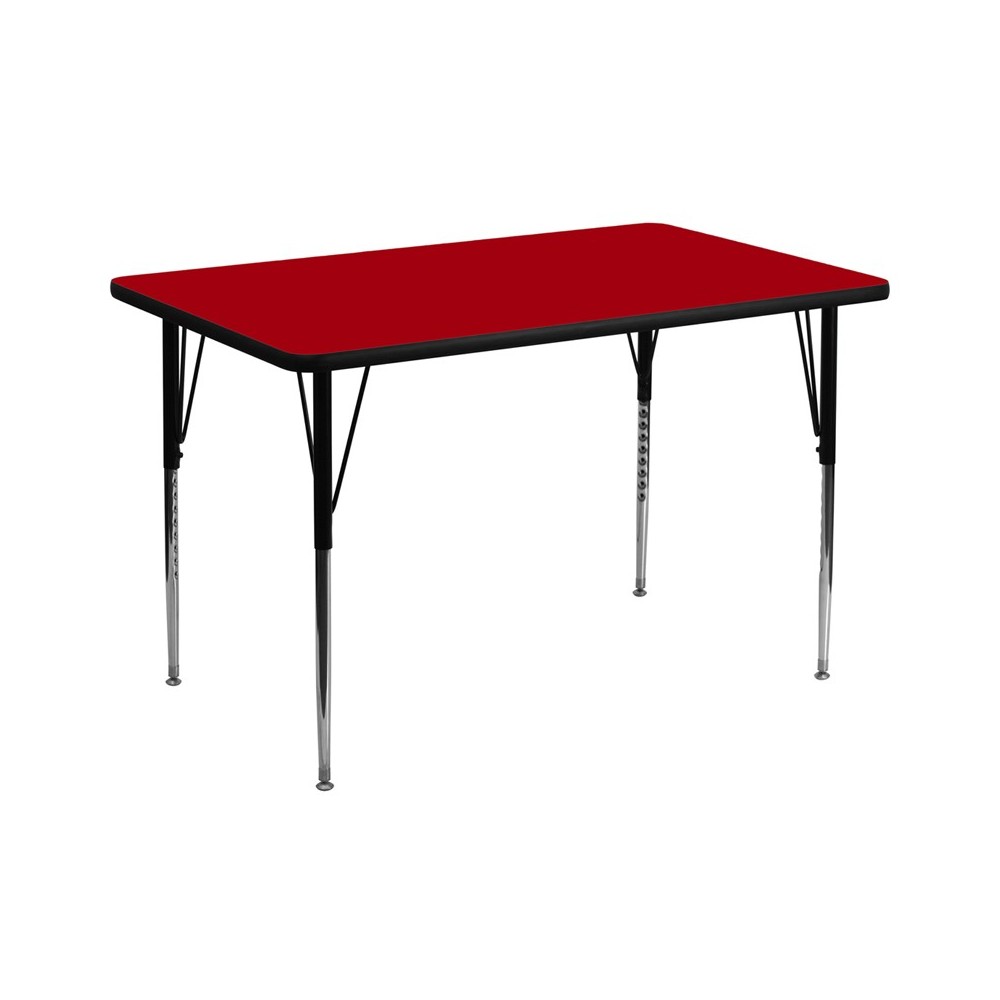 36''W x 72''L Rectangular Red Thermal Laminate Activity Table - Standard Height Adjustable Legs