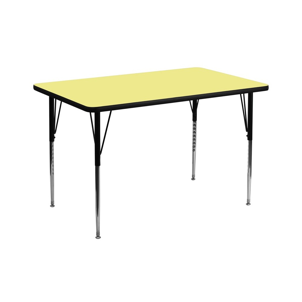 36''W x 72''L Rectangular Yellow Thermal Laminate Activity Table - Standard Height Adjustable Legs 36''W x 72''L Rectangular Yellow Thermal Laminate Activity Table - Standard Height Adjustable Legs