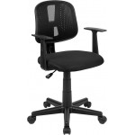 Flash Fundamentals Mid-Back Black Mesh Swivel Task Office Chair with Pivot Back and Arms, BIFMA Certified