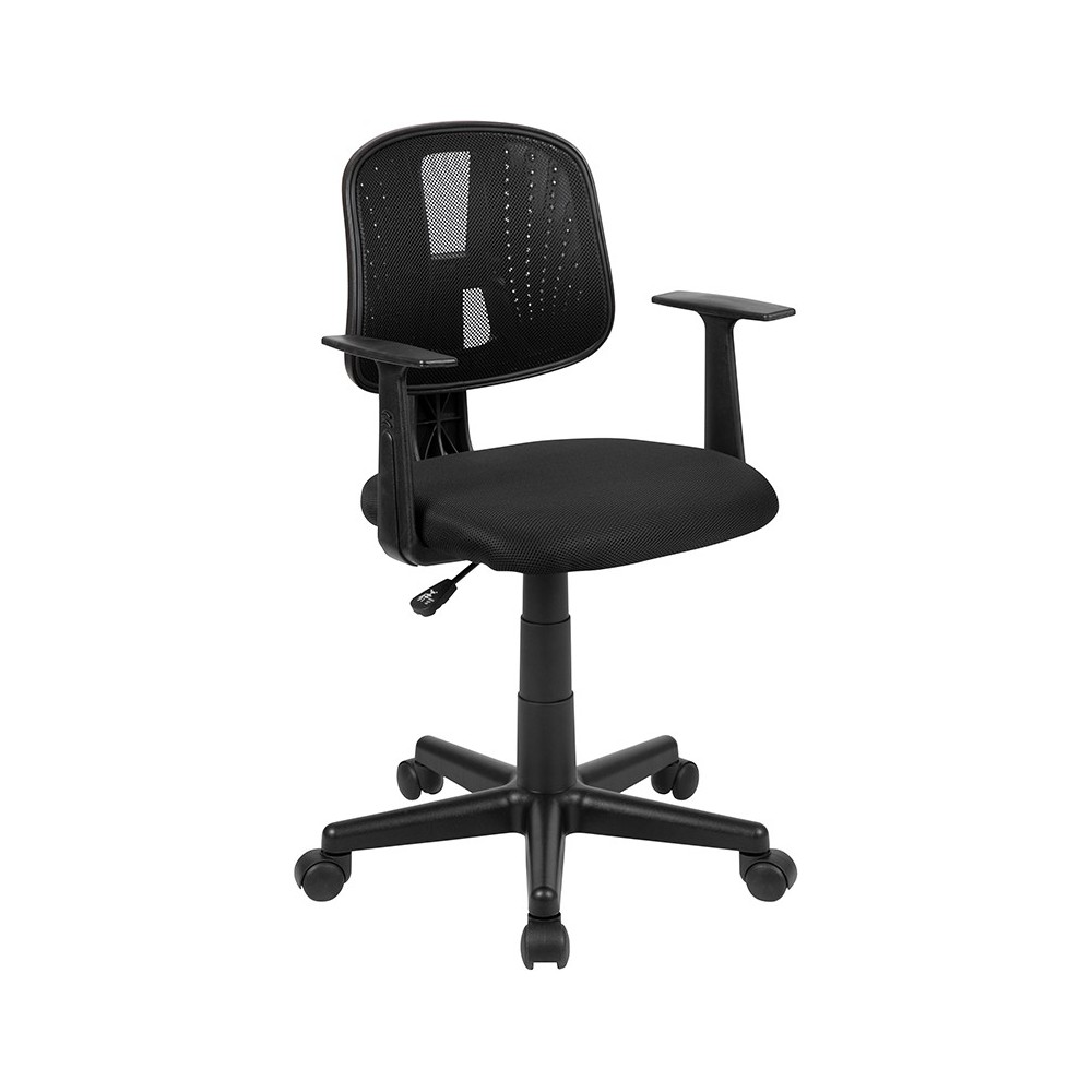 Flash Fundamentals Mid-Back Black Mesh Swivel Task Office Chair with Pivot Back and Arms, BIFMA Certified