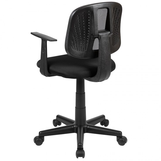 Flash Fundamentals Mid-Back Black Mesh Swivel Task Office Chair with Pivot Back and Arms, BIFMA Certified