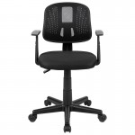 Flash Fundamentals Mid-Back Black Mesh Swivel Task Office Chair with Pivot Back and Arms, BIFMA Certified