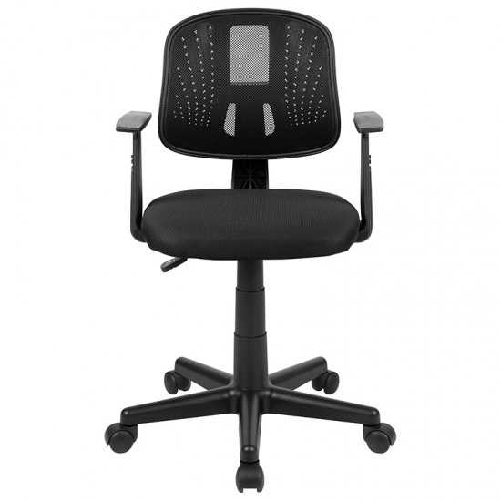 Flash Fundamentals Mid-Back Black Mesh Swivel Task Office Chair with Pivot Back and Arms, BIFMA Certified