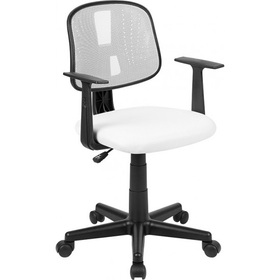 Flash Fundamentals Mid-Back White Mesh Swivel Task Office Chair with Pivot Back and Arms, BIFMA Certified